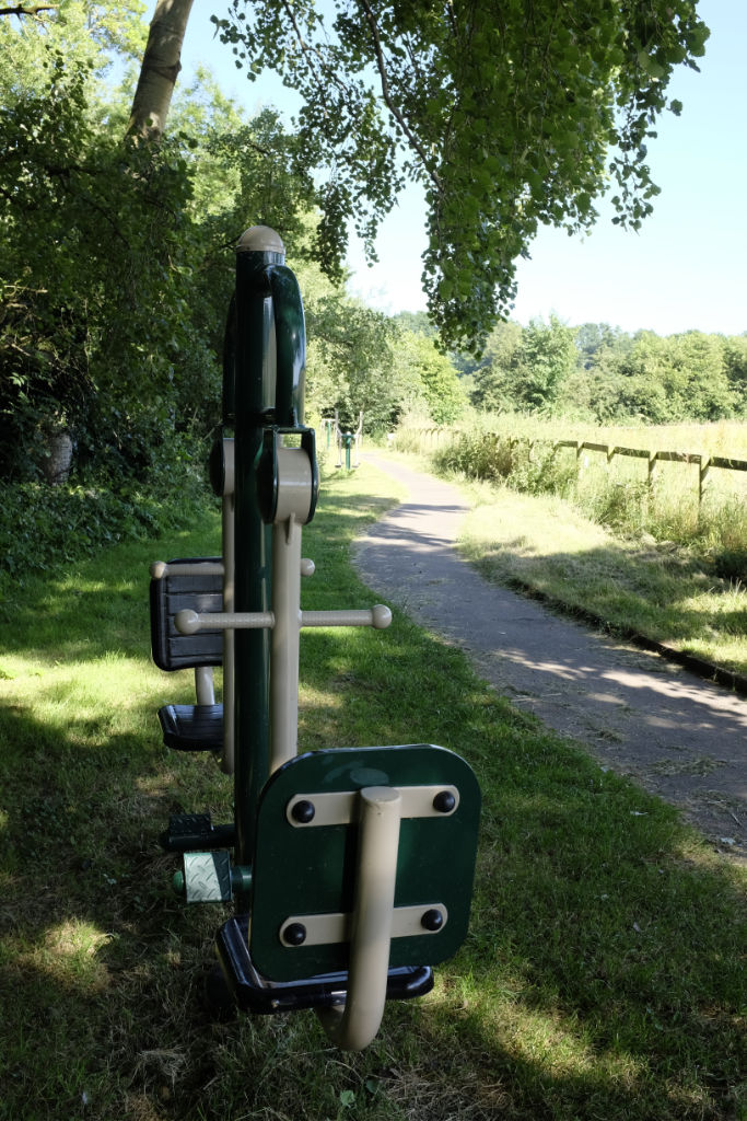 Exercise equipment next to the footpath to Bowen's Field