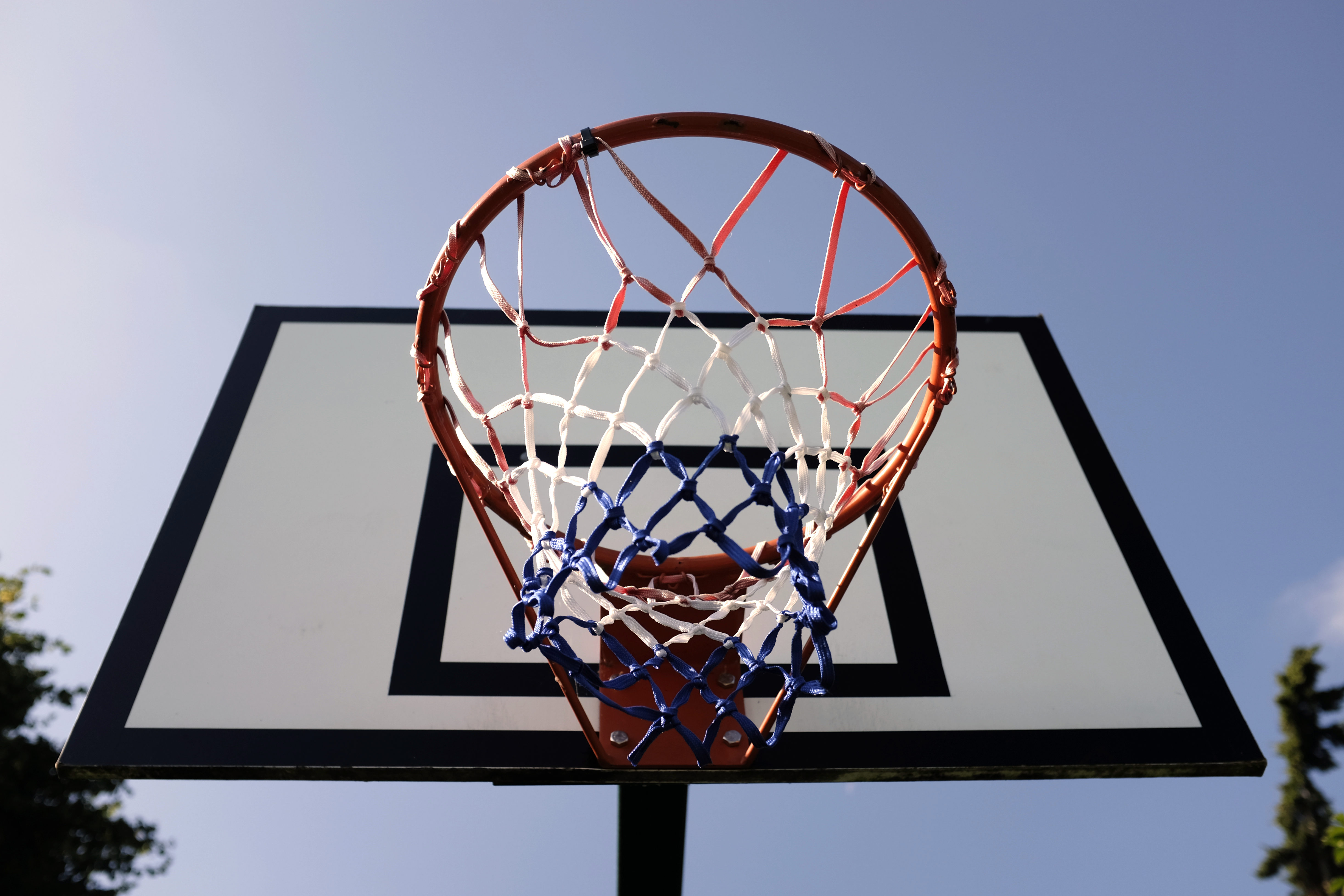 A basketball hoop and backboard