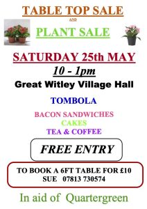 TABLE TOP SALE & PLANT SALE @ Great Witley Village Hall