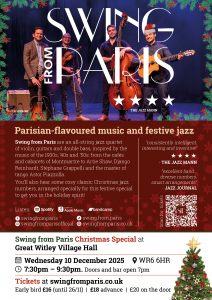 SWING FROM PARIS **LIVE MUSIC** @ Great Witley Village Hall