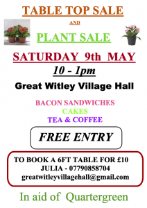 TABLE TOP SALE & PLANT SALE @ Great Witley Village Hall
