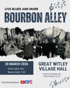 BOURBON ALLEY - Live Blues and More @ Great Witley Village Hall
