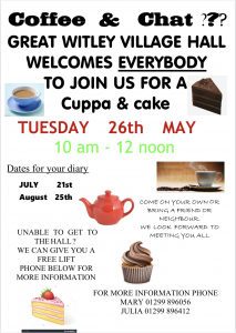 COFFEE & CHAT @ Great Witley Village Hall