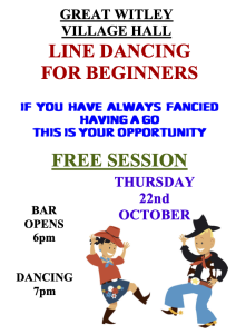 LINE DANCING FOR BEGINNERS @ CHARLIE'S BAR @ Great Witley Village Hall