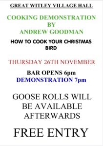 COOKING DEMO BY ANDREW GOODMAN @ Great Witley Village Hall